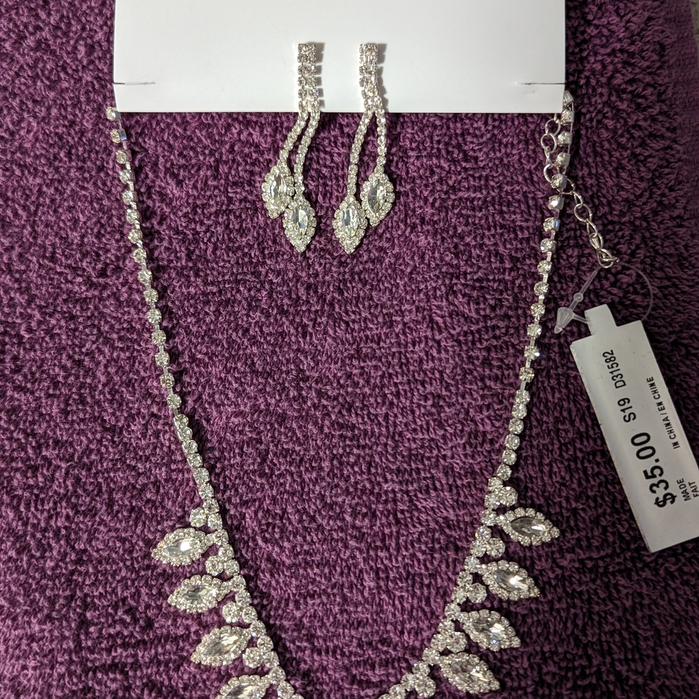 Elegant Silver Necklace and Earring Set